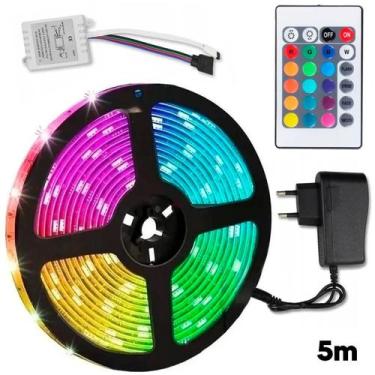 Imagem de Fita Led Rgb 5M Brilho Luz Colorida Neon Efeitos Controle - Led 5M