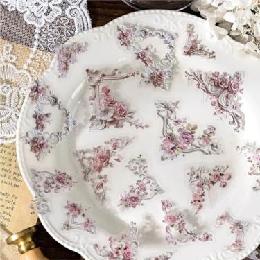 Imagem de 180 peças adesivos retrô de flores de canto para scrapbooking, autoadesivos, transparentes, à prova d'água, pacote de adesivos para lixo, diário, garrafas de água, telefone, laptop, scrapbook, kit