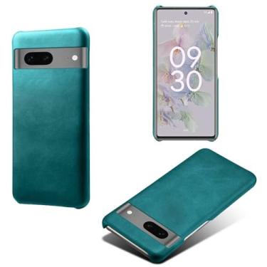 Imagem de Capa para Google Pixel 7A,Proteção contra quedas,Casca de volta de cor sólida simples,Design de couro de imitação de plástico-Green