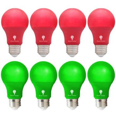 Imagem de Lâmpada LED Bluex Bulbs A19 vermelha e verde 9W (pacote com 8)
