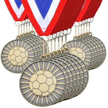 Imagem de Huquary 30 medalhas de futebol a granel 5 cm medalha de ouro para prêmios participação em equipe troféu com fitas de pescoço medalhas de torneio para crianças adultos esportes temático lembrancinhas
