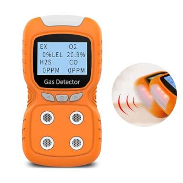 Imagem de AirRadio Detector de vazamento de gás combustível, portátil, 4 em 1, detector de gases, recarregável, testador de gás natural, alarme O2, CO, H2S, LEL, testador de sensor de gás, analisador de visor