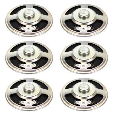 Imagem de uxcell 6 peças de alto-falantes pequenos 3W 8 Ohm concha de metal redondo micro ímã interno para mini alto-falantes DVD EVD multimídia móvel portátil máquina de publicidade