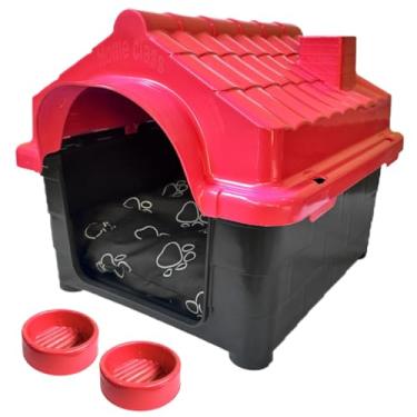 Imagem de Casinha De N4 + Comedouro Bebedouro 2 Em 1 Caminha Para Cachorro(Vermelho)
