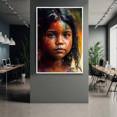 Imagem de Quadro com Moldura India Pintura Arte Linda Decorativo Grande Sala Quarto Hall