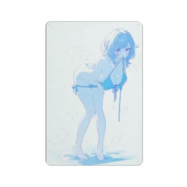 Imagem de Anime Sexy Bikini Hot Girl Pinup Girl Metal Tin Sign Wall Art Poster Decor for Home Bar Club Bedroom Bathroom Man Cave Otaku 20 x 30 cm, Aa087