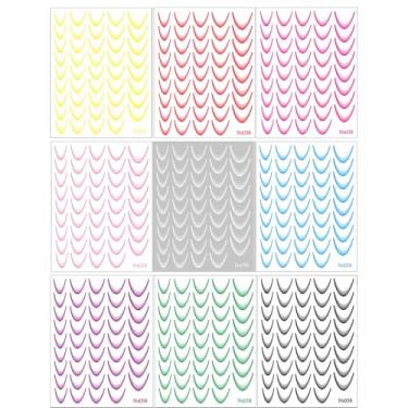 Imagem de Rrlihjgu de manicure francesa, adesivos artísticos de ponta francesa, Conjunto de decalques de carimbo de manicure 9X, Decalques de unhas de ponta simples, adesivos crescentes na
