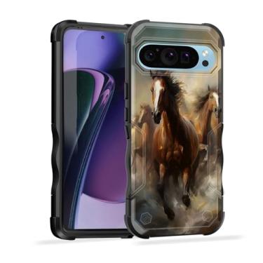 Imagem de EFGWSDER Capa para Pixel 10 Pro XL, [camada dupla] [proteção contra quedas de grau militar de 3,5 m] Capa resistente à prova de choque para Google Pixel 10 Pro XL 6,8 polegadas 2025, cavalo de corrida