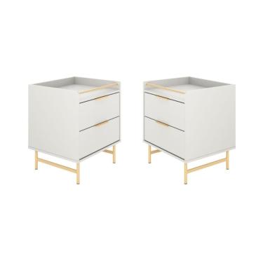Imagem de Conjunto 2 Mesa De Cabeceira Yves 2 Gavetas Off White