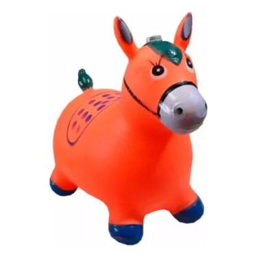 Imagem de Cavalinho Upa Upa Inflável Infantil de Borracha – Laranja | Brinquedo Pula Pula, Estimula Coordenação Motora, Resistente e Seguro