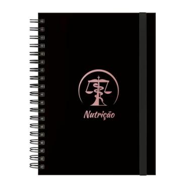 Imagem de Caderno Colegial Plus 12 Matérias Profissões Nutrição (Preto e Rosê)