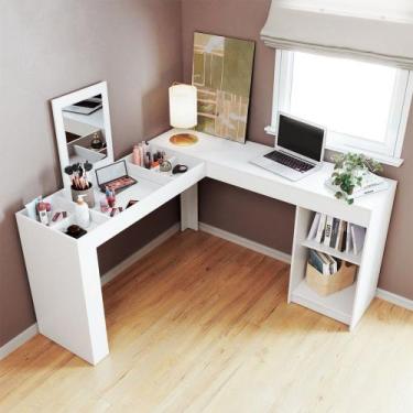 Imagem de Penteadeira Star 1 Prateleira com Espelho Branco Bpe - Brv, Branco