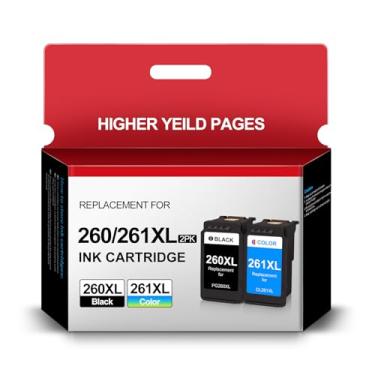 Imagem de Cartucho de tinta de substituição PG-260 XL/CL-261 XL Value Pack para Canon 260 261 260XL 261XL cartuchos de tinta para impressora Pixma TR7020 TS6420 TR7022 TS5300 TS5320 (1 preto, 1 cor)