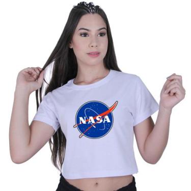 Imagem de Cropped Blusinha Algodão Moda Geek Nerd Nasa U.S.A - Lafre, Branco, P