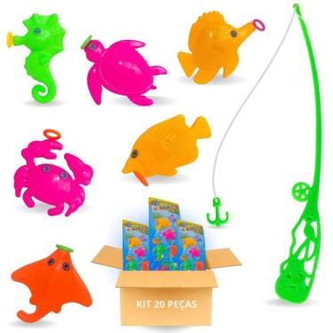 Imagem de Kit 20 Pega Peixe Pescaria Infantil Brinquedo Vara De Pescar - Europio