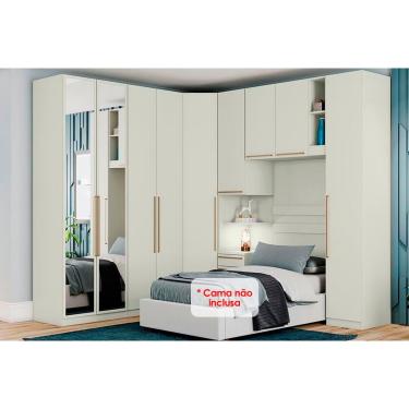 Imagem de Quarto Henn Seletto 6 Peças (1 Armário Ponte + 1 Closet + 1 Guarda Roupa 1 Porta + 2 Guarda Roupas 2 Portas + 1 Complemento) QM120 Areia