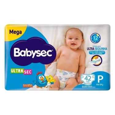 Imagem de Fralda Babysec Ultrasec Tamanho P Pacote Mega 42 Unidades Descartáveis