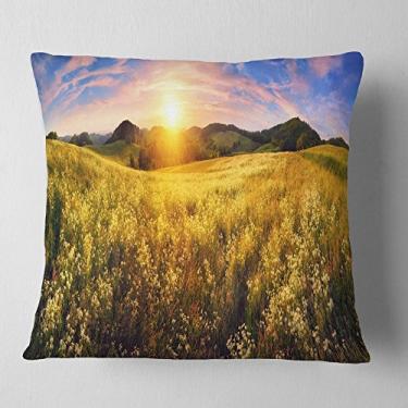 Imagem de Designart paisagem de prado lindo panorâmico, sala de estar, sofá, almofada + capa de almofada impressa em ambos os lados 45,72 cm x 45,72 cm