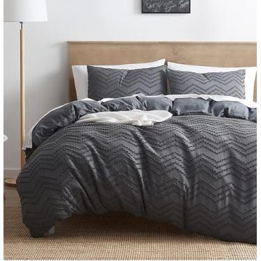 Imagem de Conjunto de capa de edredom Nestl Grey Chenille King com 2 fronhas