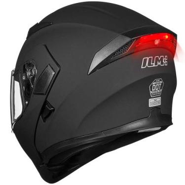 Imagem de Capacete de motocicleta ILM 902Ls Dual Visor Flip Up LED Matte Black