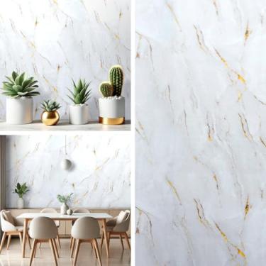 Imagem de Papel de Parede Autocolante Adesivo Marmorizado Texturizado Mármore 10 Metros (Mármore Ouro)