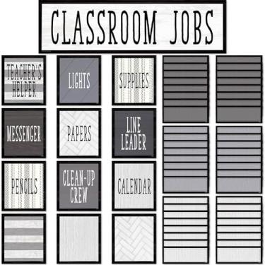 Imagem de Teacher Created Resources - Mini Quadro de Avisos em Sala de Aula Modern Farmhouse, 49 Peças, Papel, Preto, Branco, bege, marrom