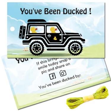 Imagem de CREATCABIN 50 pçs You've Been Ducked Cards Duck Tags Duck Duck Jeep Tags Ducking DIY Jeep Duck Card com furo e barbante para pato de borracha, jipes, carro, jipe, decoração, presentes, céu azul, 9,5 x