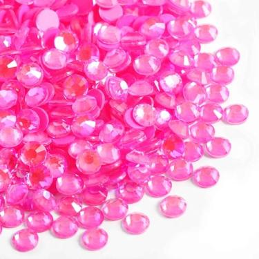 Imagem de Beadsland 1440 peças de pedras redondas de strass de cristal de fundo plano para arte de unhas e artesanato fixação de cola, rosa luminosa, SS6, 1,9-2,1 mm
