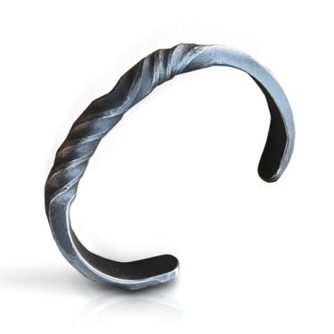 Imagem de ARTIZANSTORE Pulseira de ferro torcido | Acessório Viking autêntico | LARP Cosplay e uso teatral | Benefícios para a saúde do ferro | Design durável feito à mão | 14 x 9 x 3,5 cm