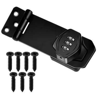 Imagem de QENWKXZ Fechadura com senha de gabinete, liga de zinco, fecho de combinação de ferrolho rotativo de 3 dígitos, fechadura de segurança de porta sem chave com parafusos, trava de código de gaveta