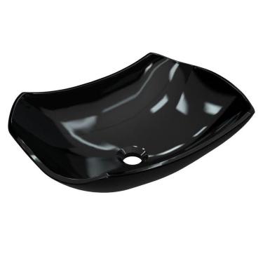 Imagem de Cuba Pia De Apoio Para Banheiro Abaulada Luxo 42 C08 Preto