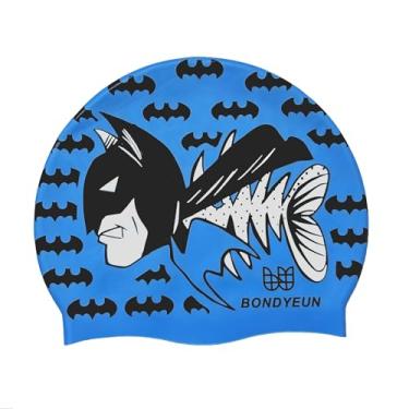 Imagem de Bondyuen unissex - Touca de natação para adultos, unissex, com cabelo curto ou médio, com designs de bonés de natação de silicone