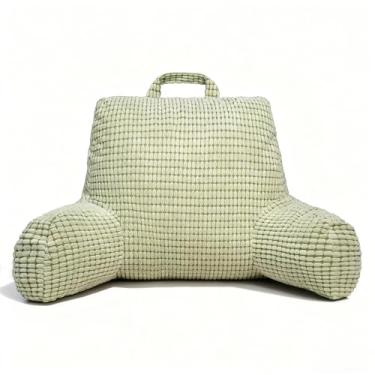 Imagem de NOONTIDE Almofada de leitura com rolo de pescoço removível e almofada individual, capa lavável para sentar, assistir TV/jogos/relaxar (verde)