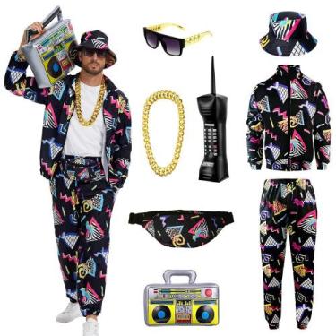 Imagem de Conjunto de fantasias masculinas PWQMGY Retro 80s 90s, 8 peças, GG, pr