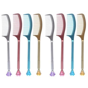 Imagem de YIKANGHENG 8 canetas de ponta fina, canetas de gel em forma de pente de tinta preta de 0,5 mm para escritório, estudo, presente e decoração de quarto (8)