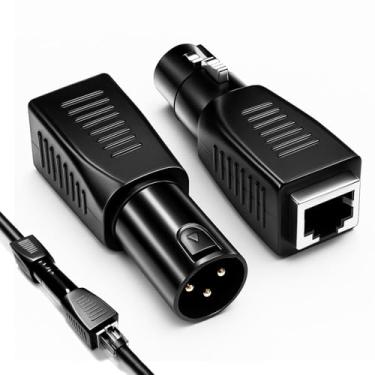 Imagem de KAKABUBBLE Kit adaptador DMX para RJ45, conversor XLR para Ethernet de 3 pinos e 5 pinos, pacote com 2 (macho e fêmea), use cabo CAT-5/CAT-6 para controle de iluminação DMX512 (3 pinos fêmea-macho)