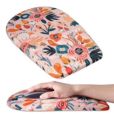 Imagem de BOCHEERY Mouse pad ergonômico, suporte de pulso, mouse pad atualizado com design de massagem, base de PU antiderrapante para alívio da dor, computador, escritório e casa, 30 x 20 cm (F - flor rosa)