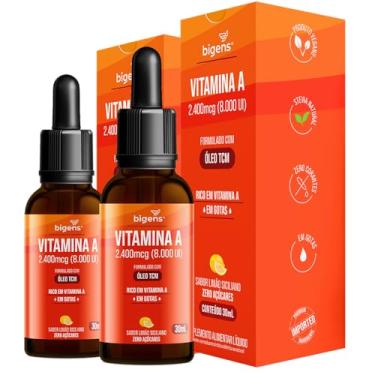 Imagem de Vitamina A 8000UI em gotas, formulado com Óleo de TCM, Sabor Limão Siciliano, 30ml, Bigens, Kit 2x