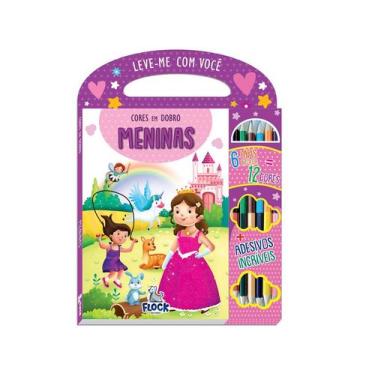 Imagem de Cores em dobro: Meninas - Livro de colorir + adesivos + 6 lápis bicolo