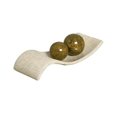 Imagem de Decoração Sala Centro de Mesa Cerâmica Safira com Esfera Bege e Marrom