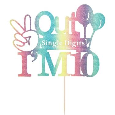 Imagem de Sleyberoy Out Seven I'm 8 Cake Topper-It's Great to Be 8/Boys Girls 8th Birthday /8 Year Old/Happy 8th Bithday theme party Cake Decorations Color Glitter (I'm 10)