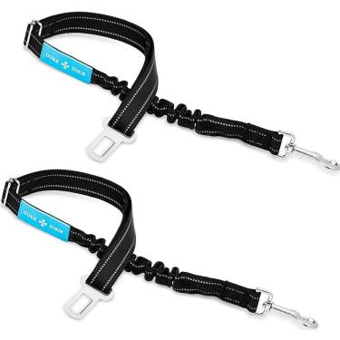 Imagem de Kit 2 Cinto de Segurança Pet Guia Elástico para Cães e Gatos Nylon Universal