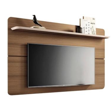 Imagem de Painel Suspenso Curv Sala Tv até 70" Pol com Prateleira Castanho/off White