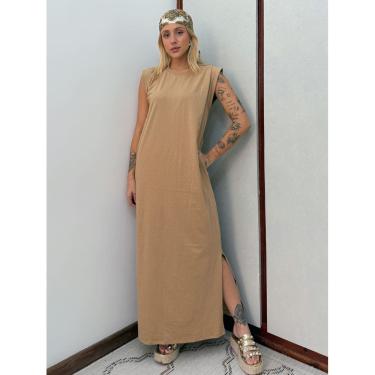Imagem de Vestido Longo Muscle Tee em Algodão com Bolso Aveloz Caramelo