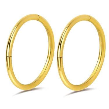 Imagem de PIERCINGBOY 2 anéis de nariz de titânio de 11 mm 16G argola de nariz calibre 16 ouro cartilagem hélice tragus daith torre brincos articulados segmento septo clicker body piercing joia