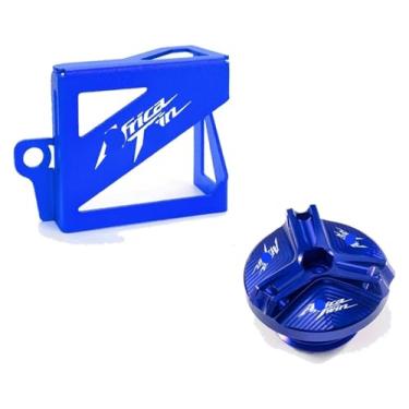 Imagem de Tampa de enchimento de óleo de motor de motocicleta, tampa de reservatório de fluido de freio traseiro compatível com Africa Twin CRF 1100 L CRF1100L Adventure (1 conjunto azul)