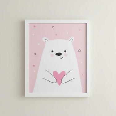 Imagem de Quadro Decorativo Quarto Infantil Bebê 25x30 Moldura - IC, urso