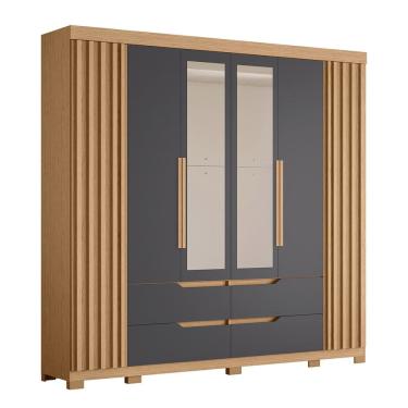 Imagem de Guarda Roupa Casal 240cm com Espelho Doble Freijó/Titanium  - Albatroz
