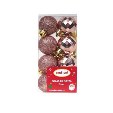 Imagem de Conjunto 16 Bolas 3cm Rose Gold para Árvore de Natal - Festive