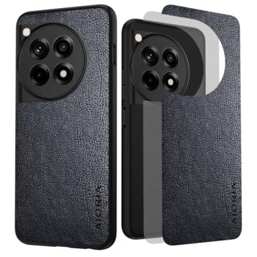 Imagem de AIORIA Capa para Oneplus 12R 5G, capa de couro PU premium com tela de 6,7 polegadas, design retrô de negócios, capa protetora completa para oneplus 12R 5G (preto)